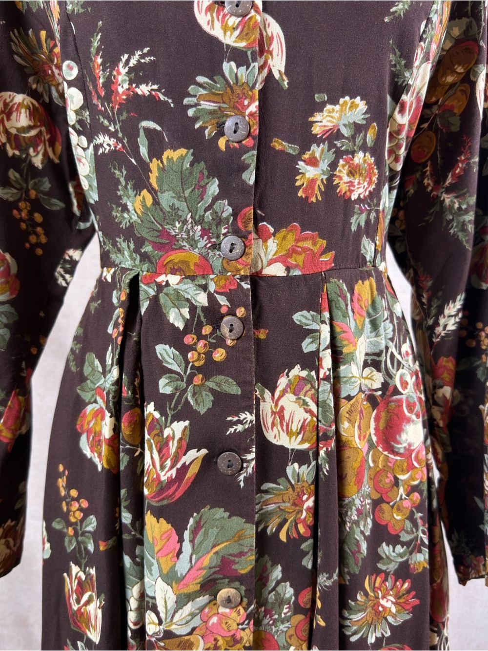 April Cornell Long-Sleeve Chocolate Floral Dress - Picture 7 of 9